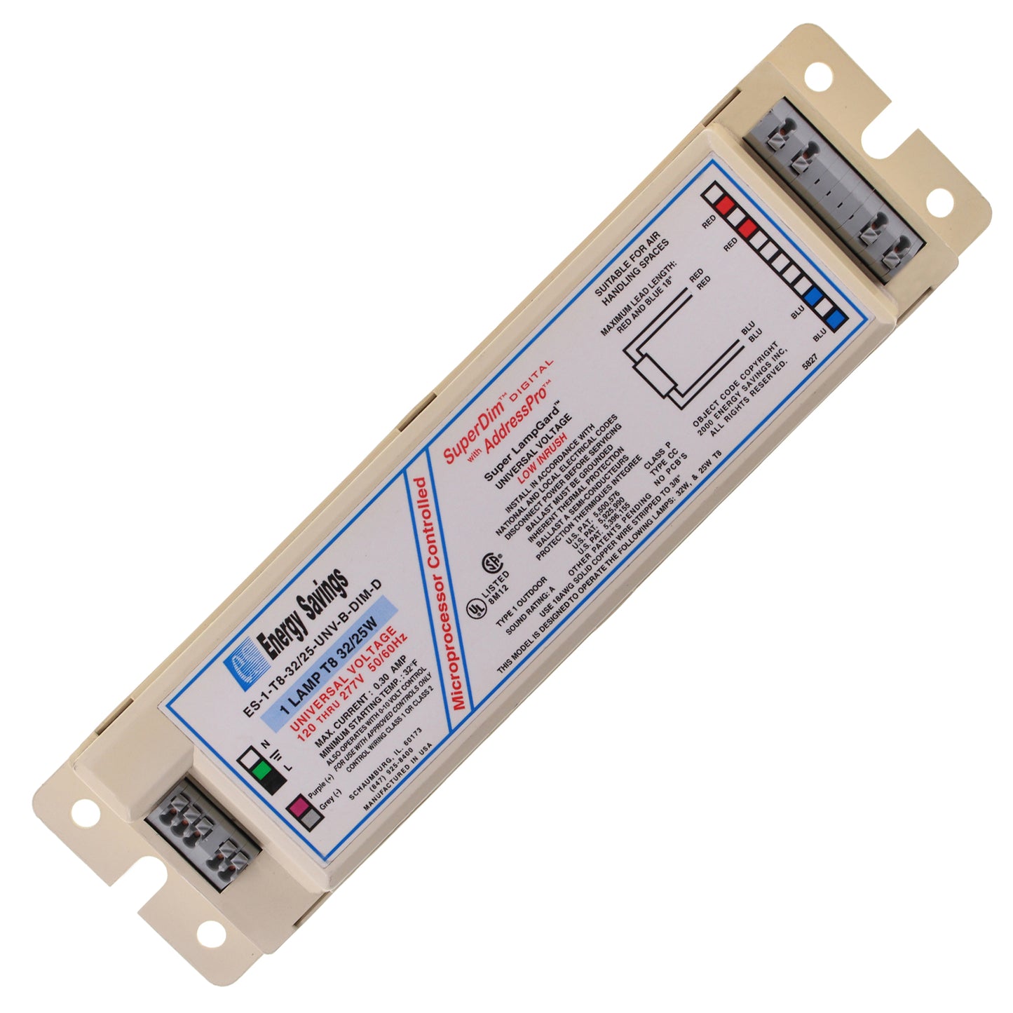 Energy Savings ES-1-T8-32/25-UNV-B-DIM-D