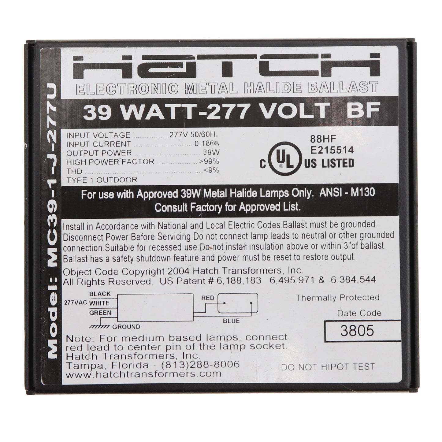 HATCH MC39-1-J-277U