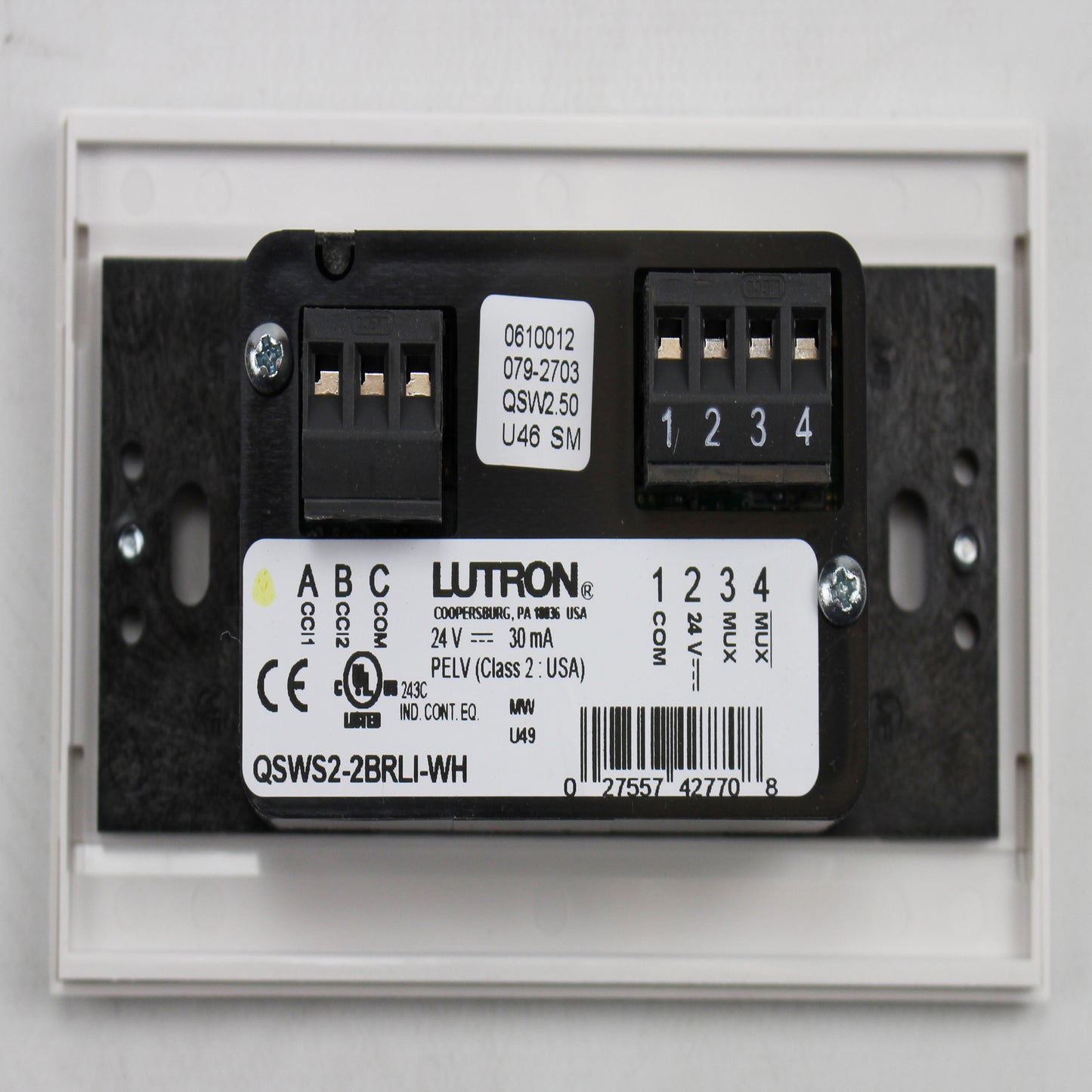 Lutron QSWS2-2BRLI-WH