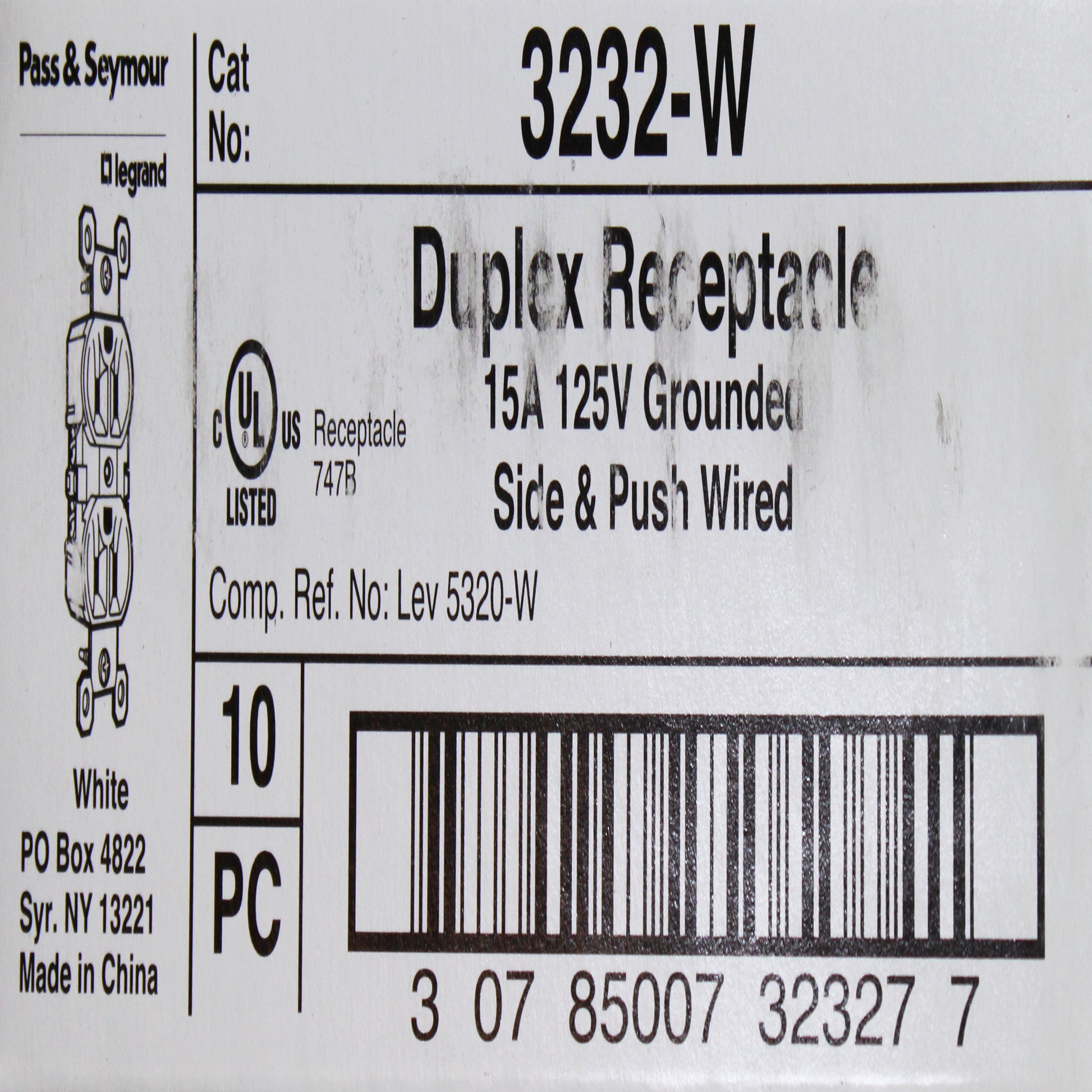 Pass & Seymour Legrand 3232-W-10PK