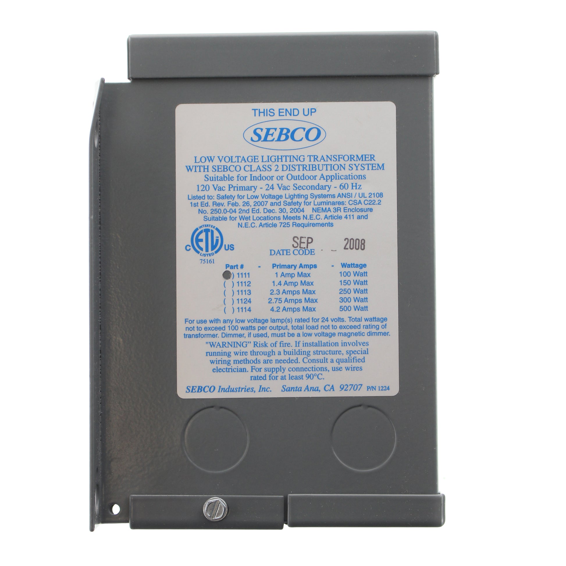 Sebco Industries, Inc. 1111