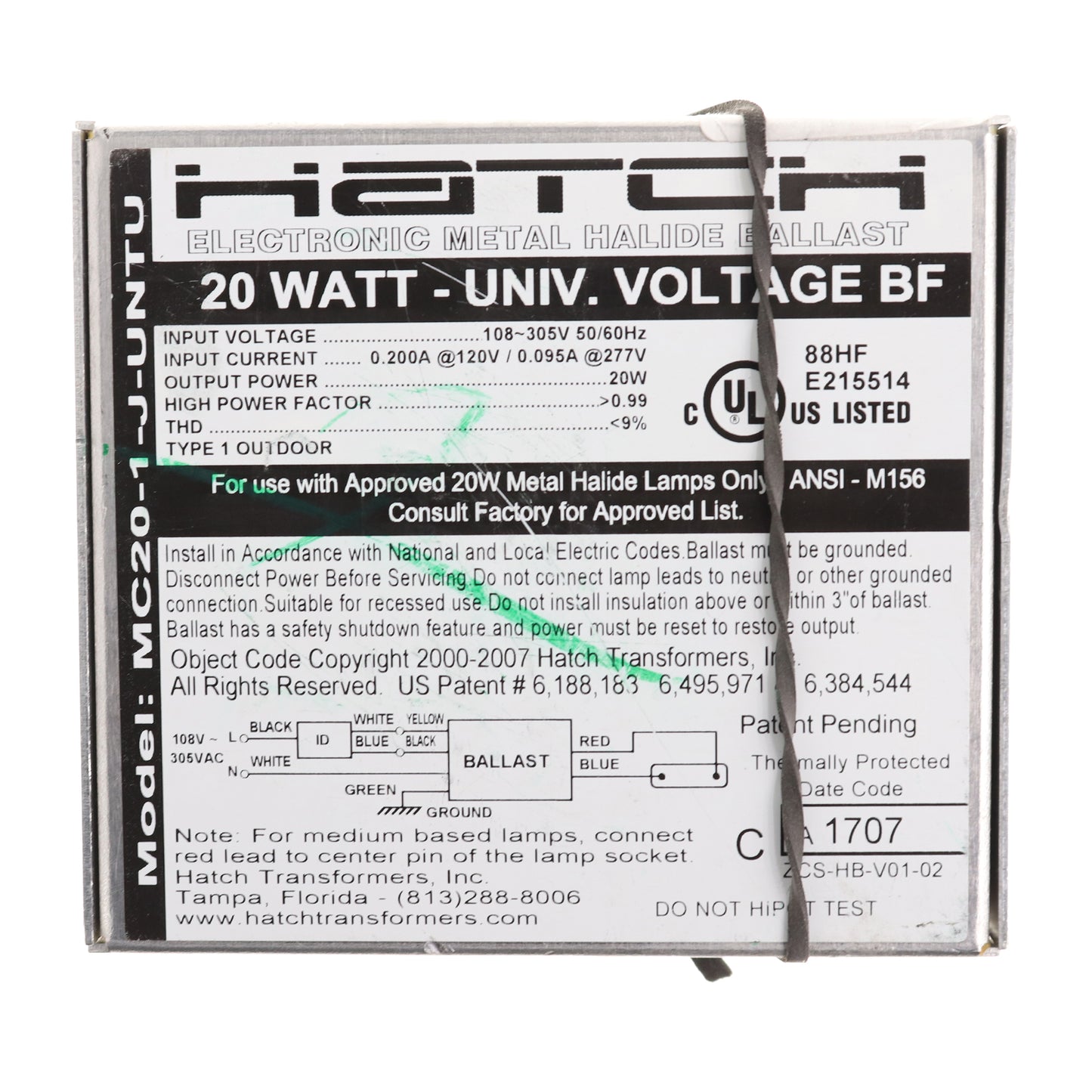 Hatch Lighting MC20-1-J-UNTU