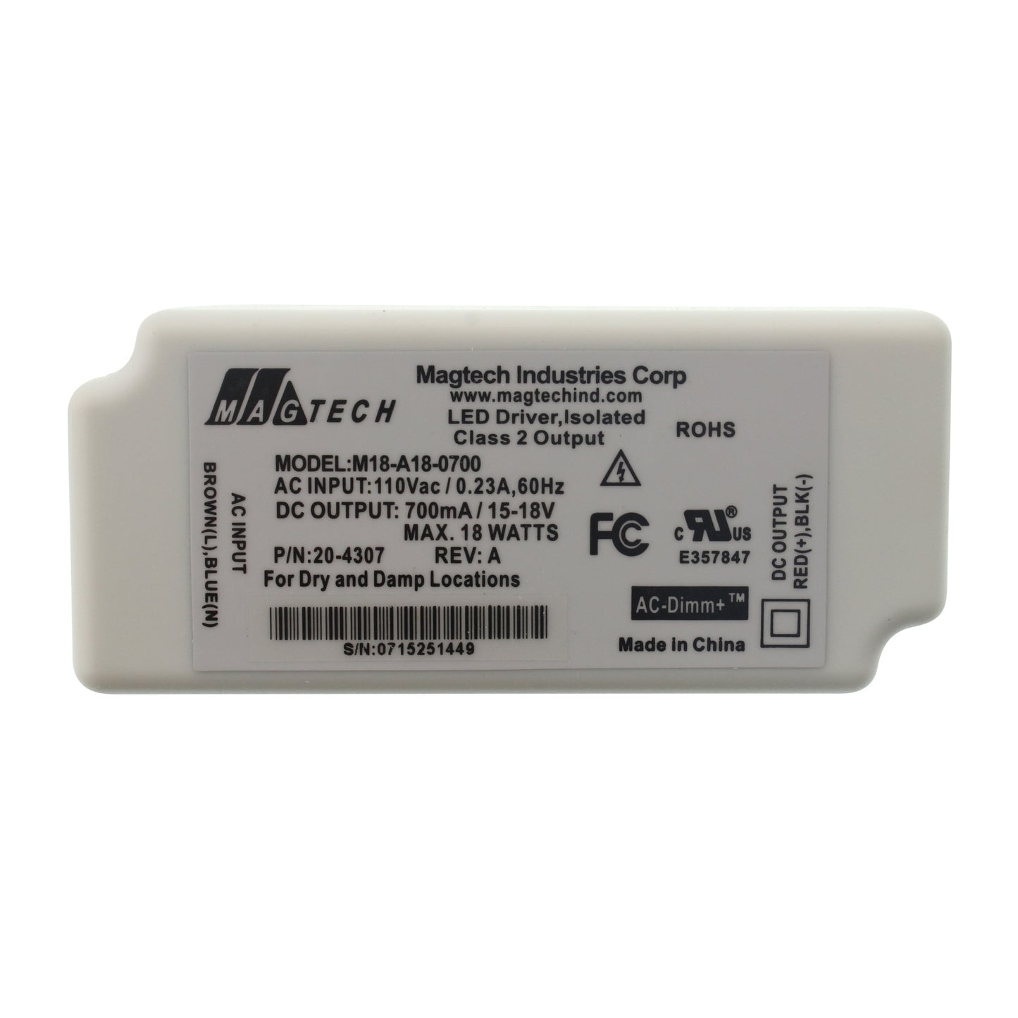 Magtech Industries Corporation M18-A18-0700