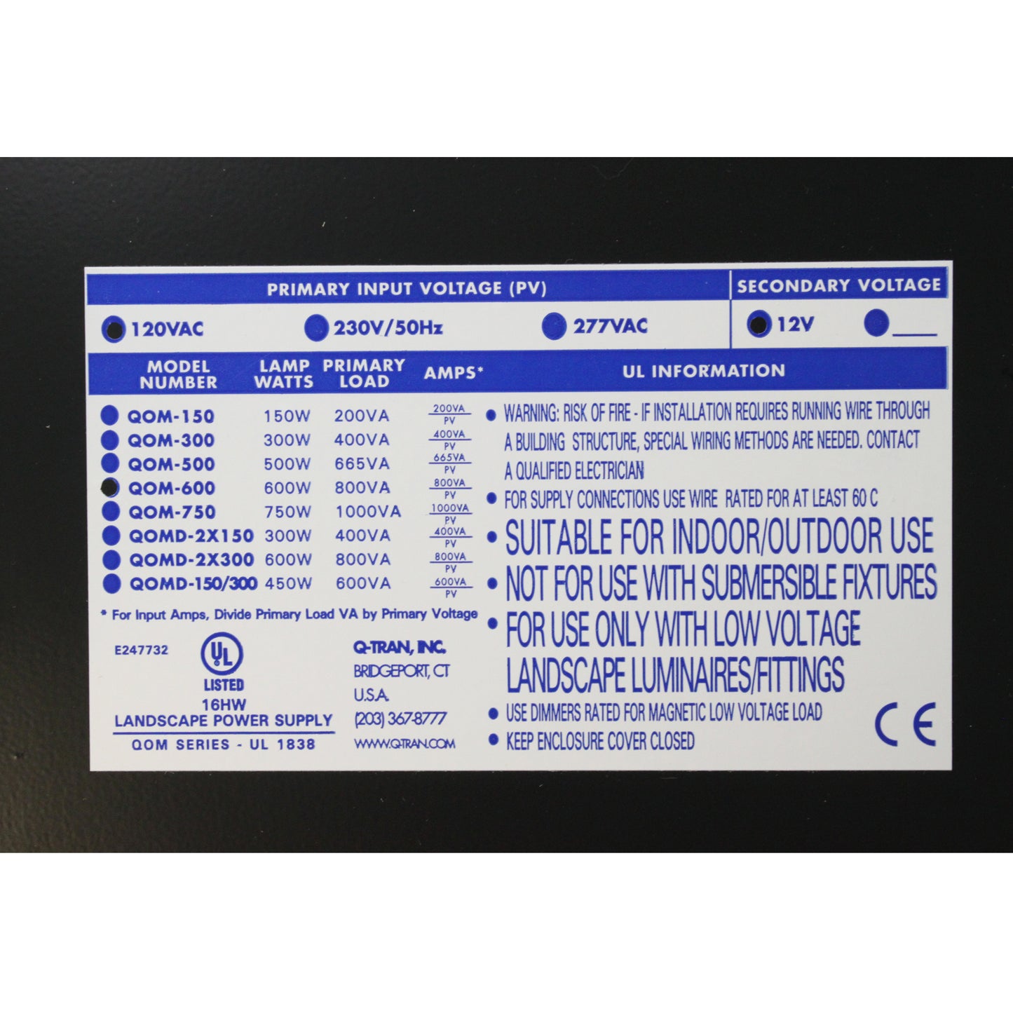 Q-Tran QOM600ST-120-12-4X25+CK-XL
