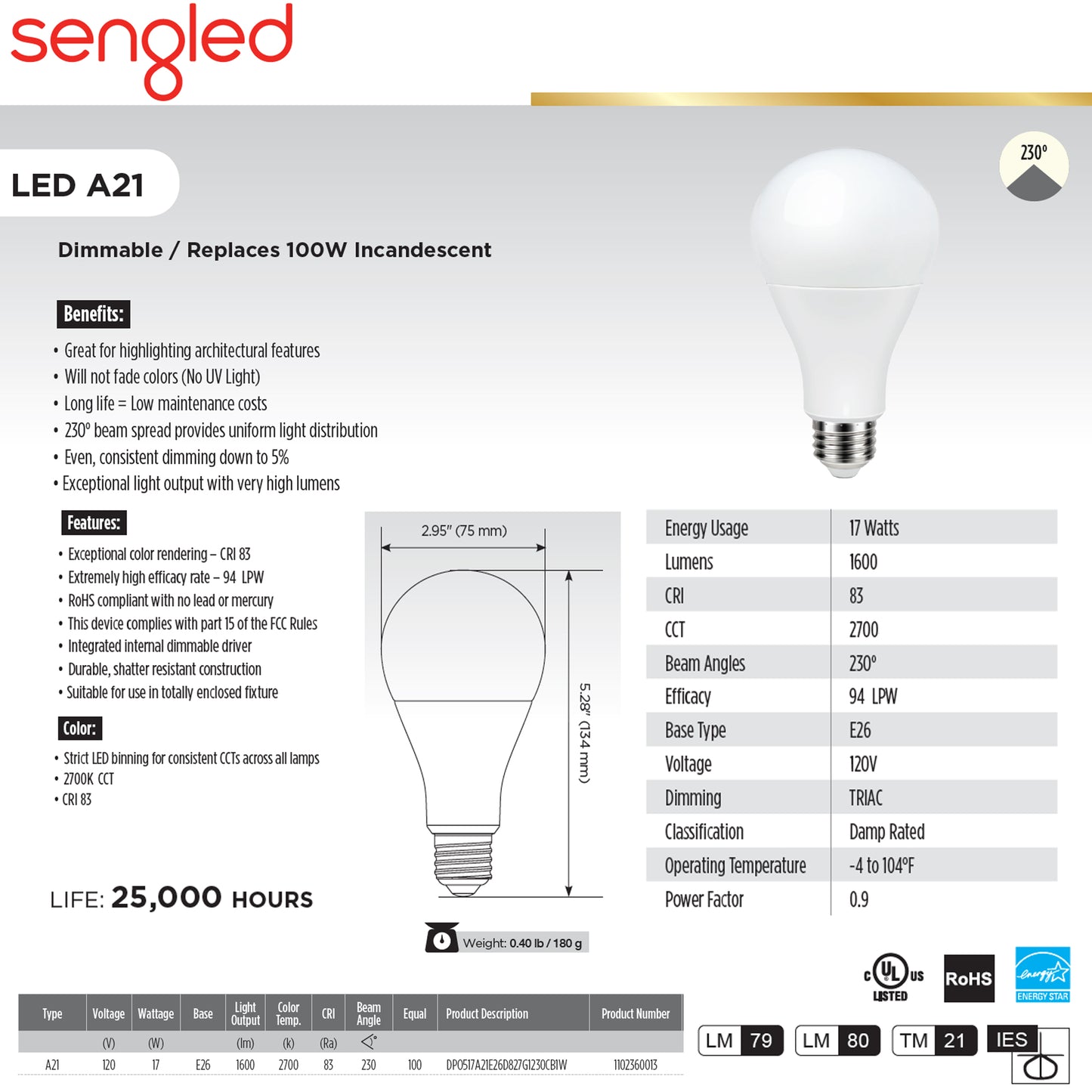 Sengled DPO517A21E26D827G1230CB1W