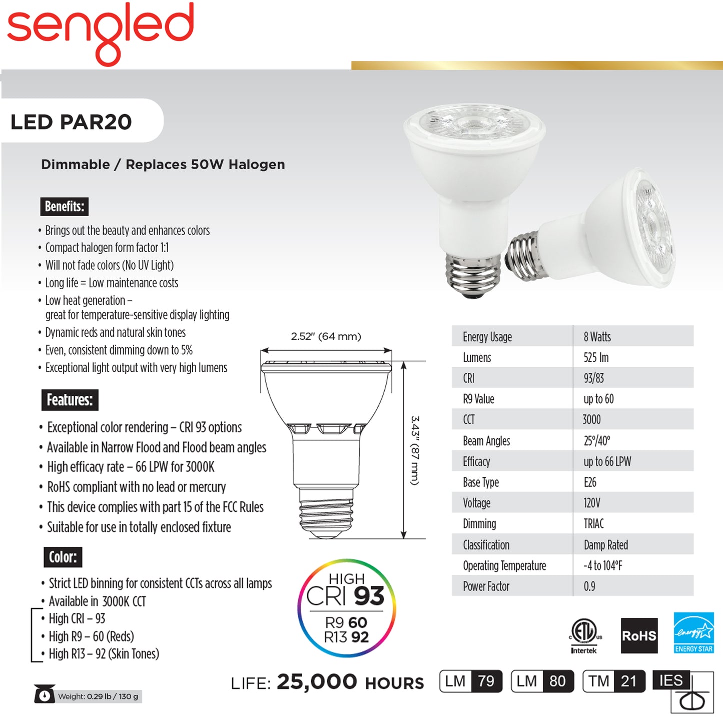 Sengled DPO58PAR20E26D930G125CB1W