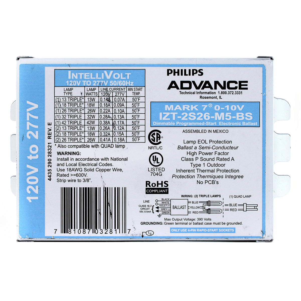 Advance Ballast IZT-2S26-M5-BS