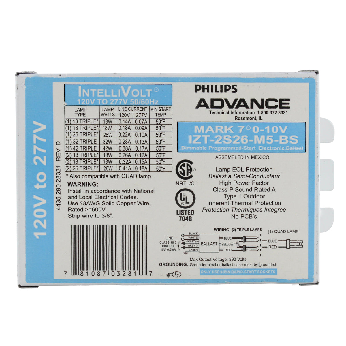 Advance Ballast IZT-2S26-M5-BS