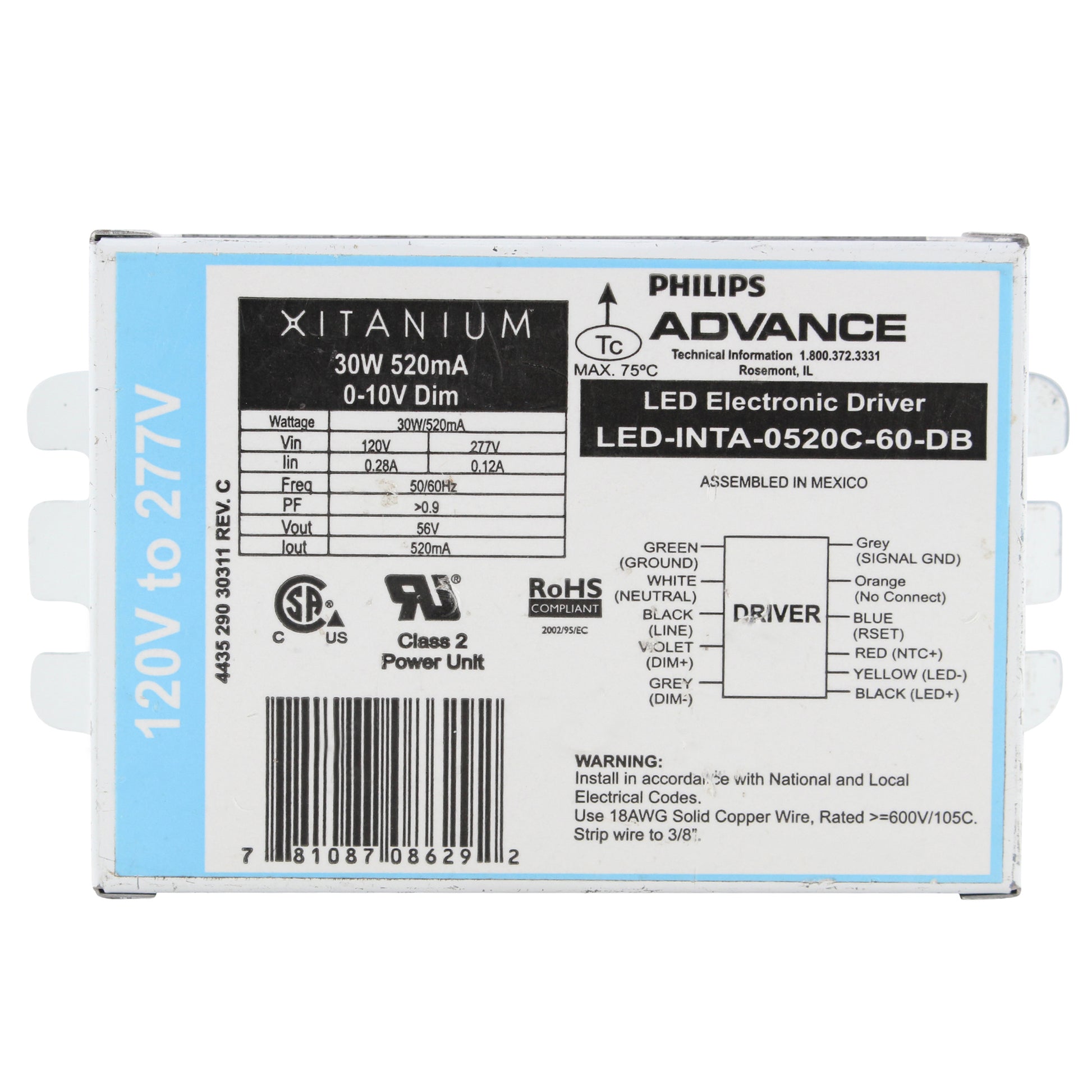 Advance Ballast LED-INTA-0520C-60-DB