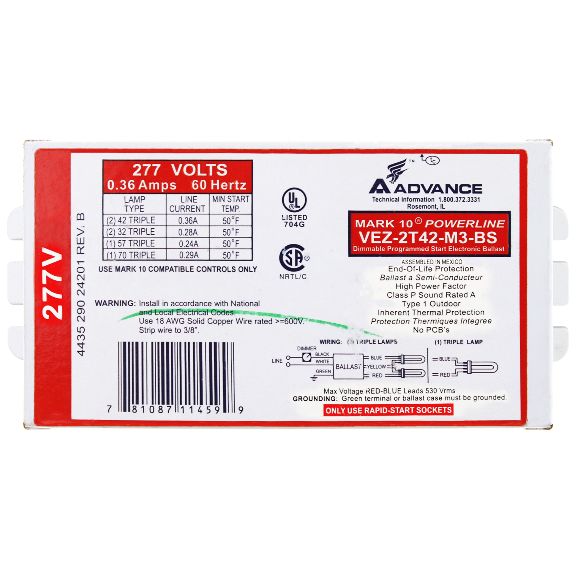 Advance Ballast VEZ-2T42-M3-BS