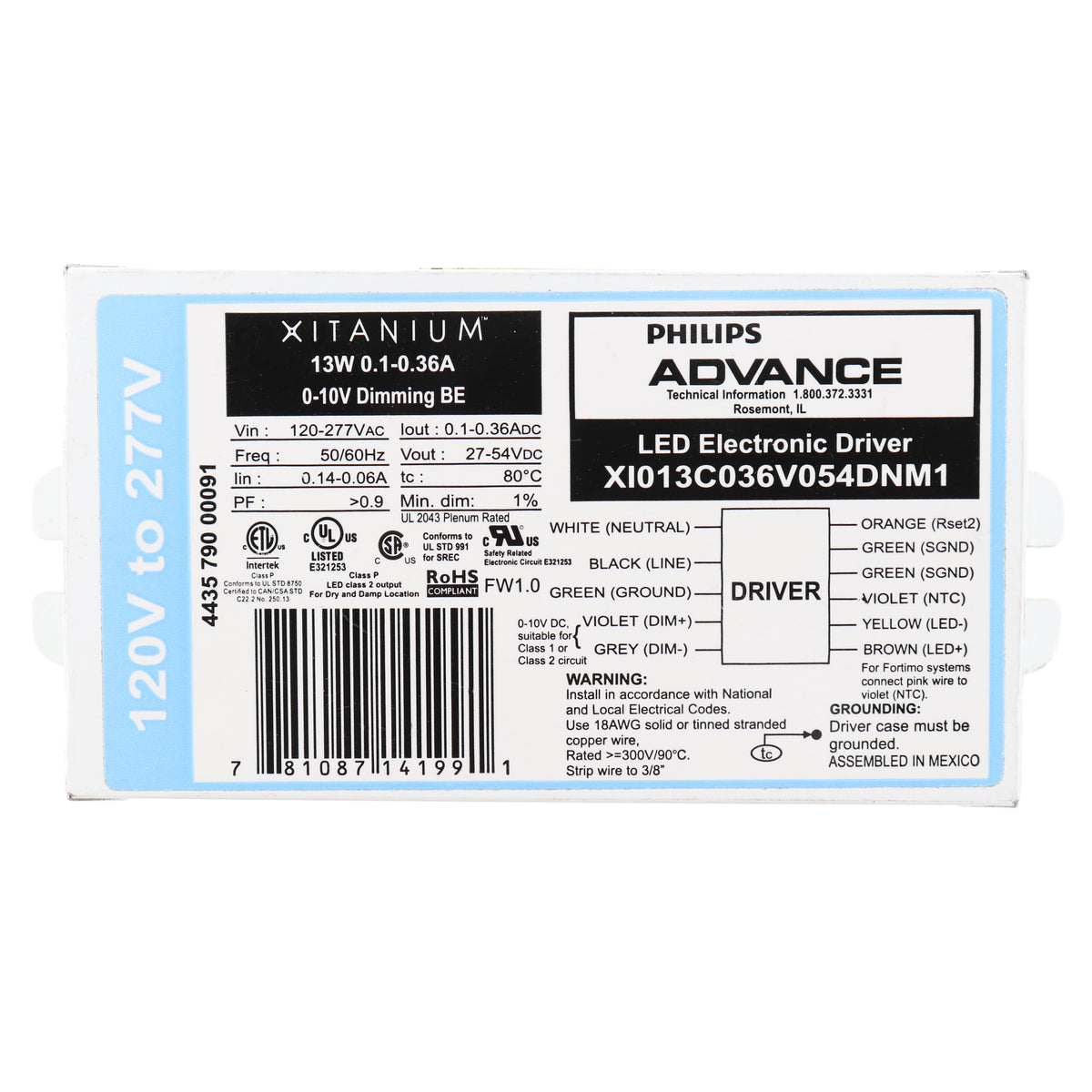 Advance Ballast XI013C036V054DNM1