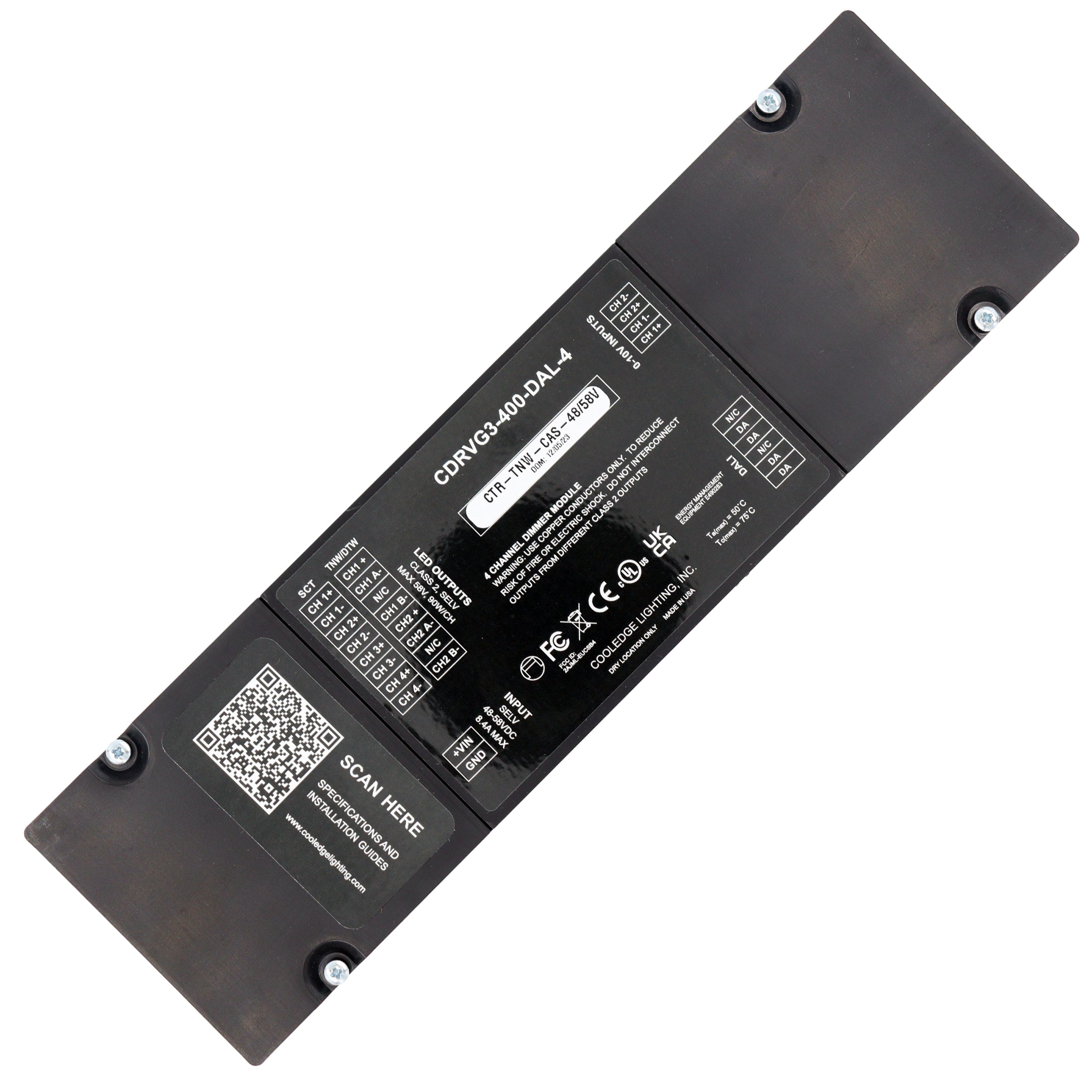 Cooledge CTR-TNW-CAS-48/58V 2-CH Led Driver/controller, 180W, DALI/0-1 ...
