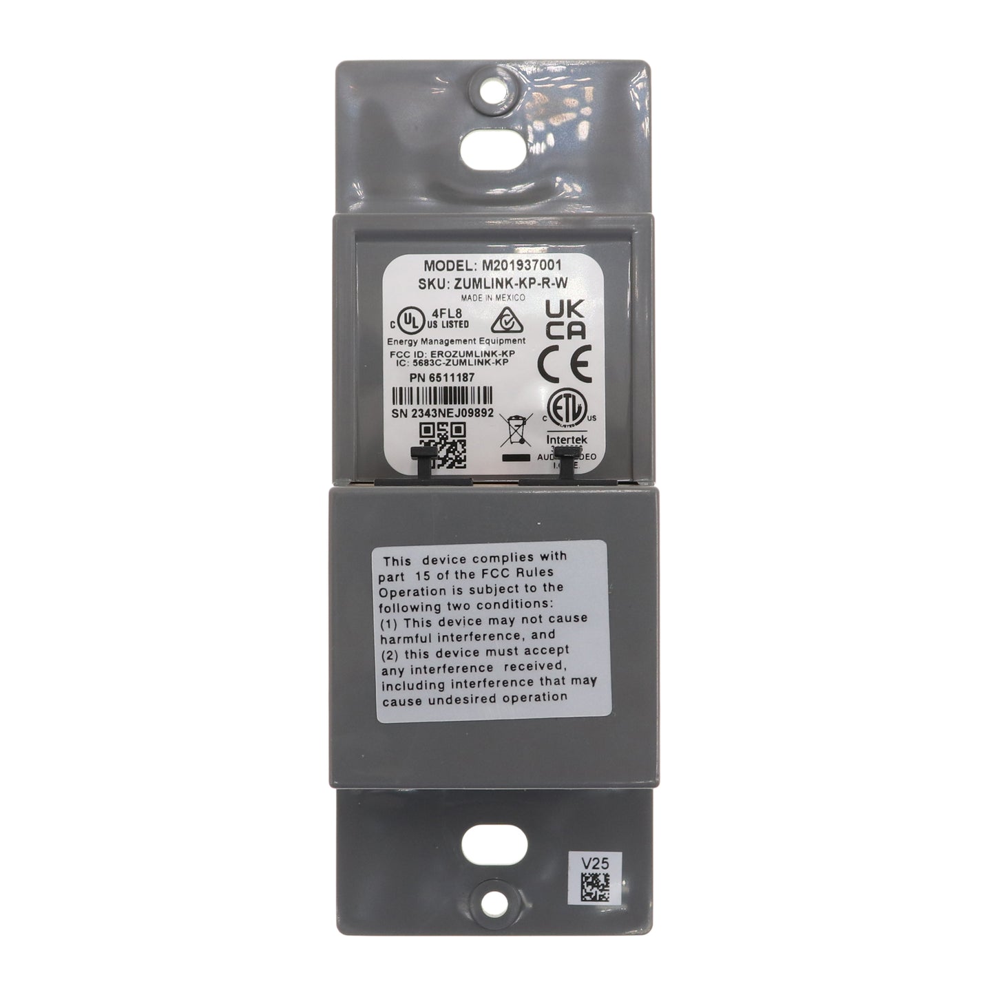 Crestron ZUMLINK-KP-R-W