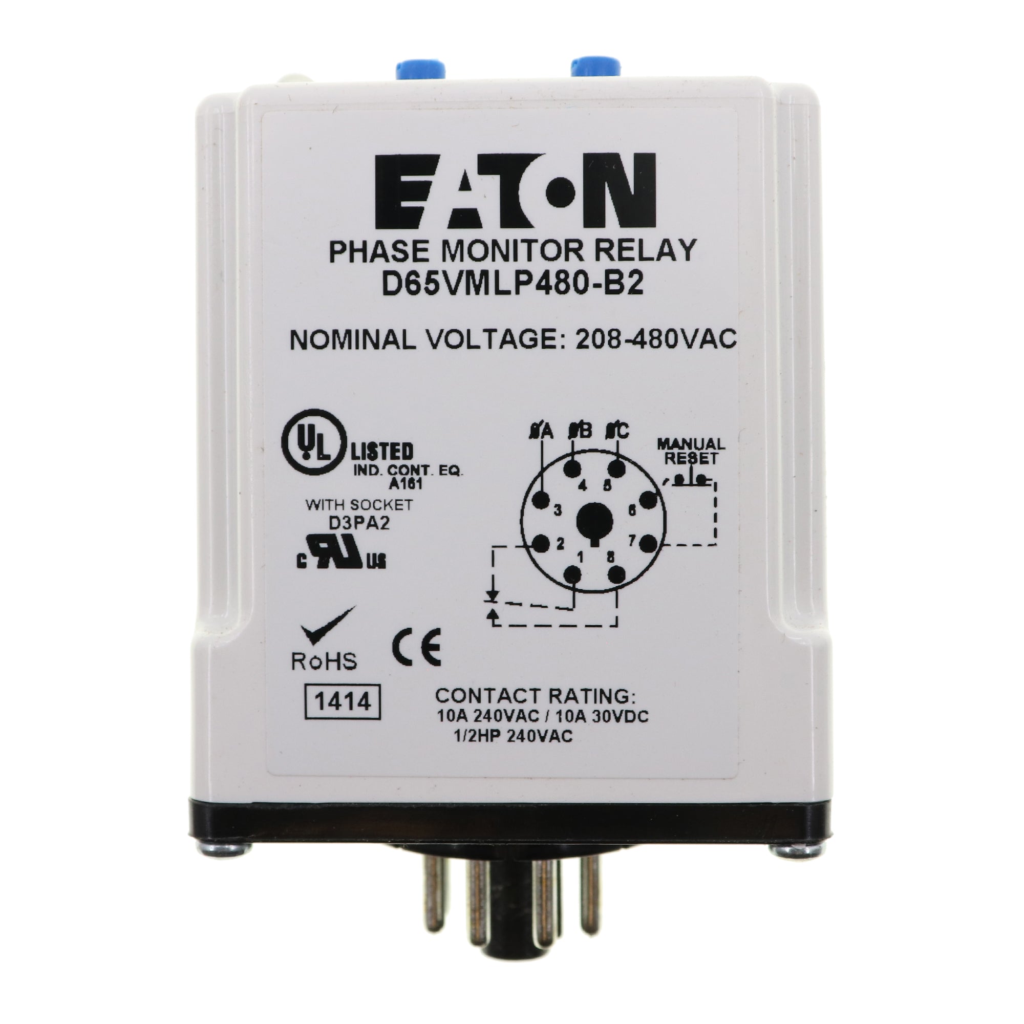 Relay Module Eaton Eaton D65VMLP480-B2 Phase Monitor Relay Module, 208-480VAC – Toomanyamps