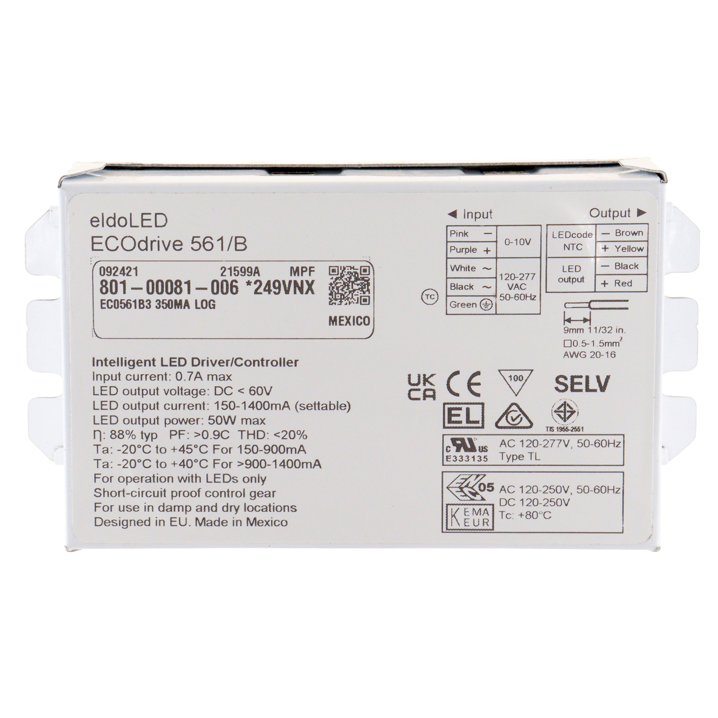 ELDOLED ECODRIVE-561/B INTELLIGENT LED DRIVER, 60V, 150-1400MA, 50W, 1 ...