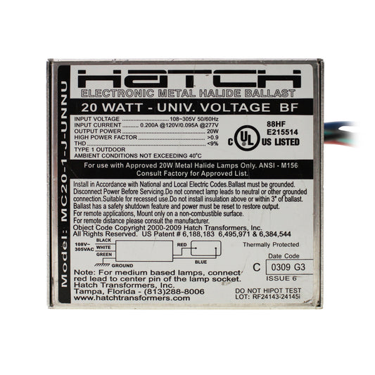 Hatch Transformers MC20-1-J-UNNU