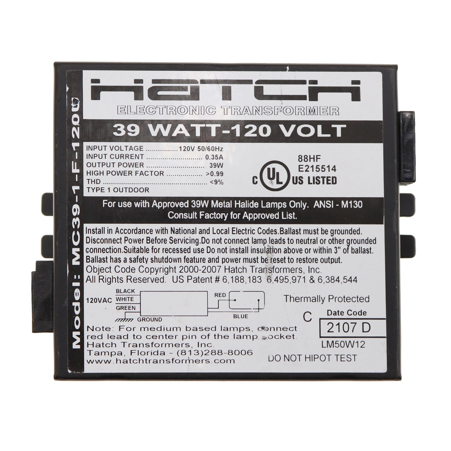 HATCH MC39-1-F-120U