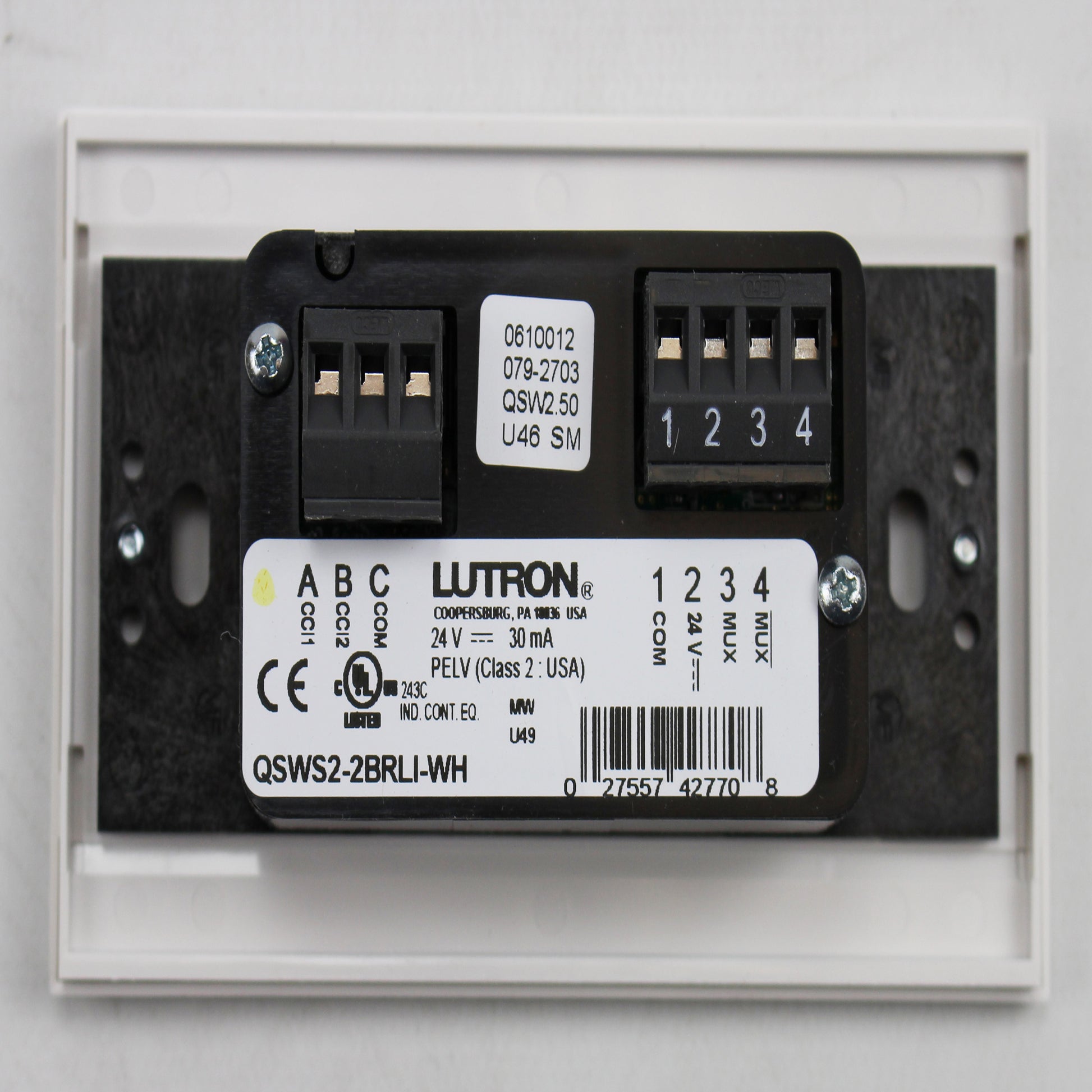 Lutron QSWS2-2BRLI-WH