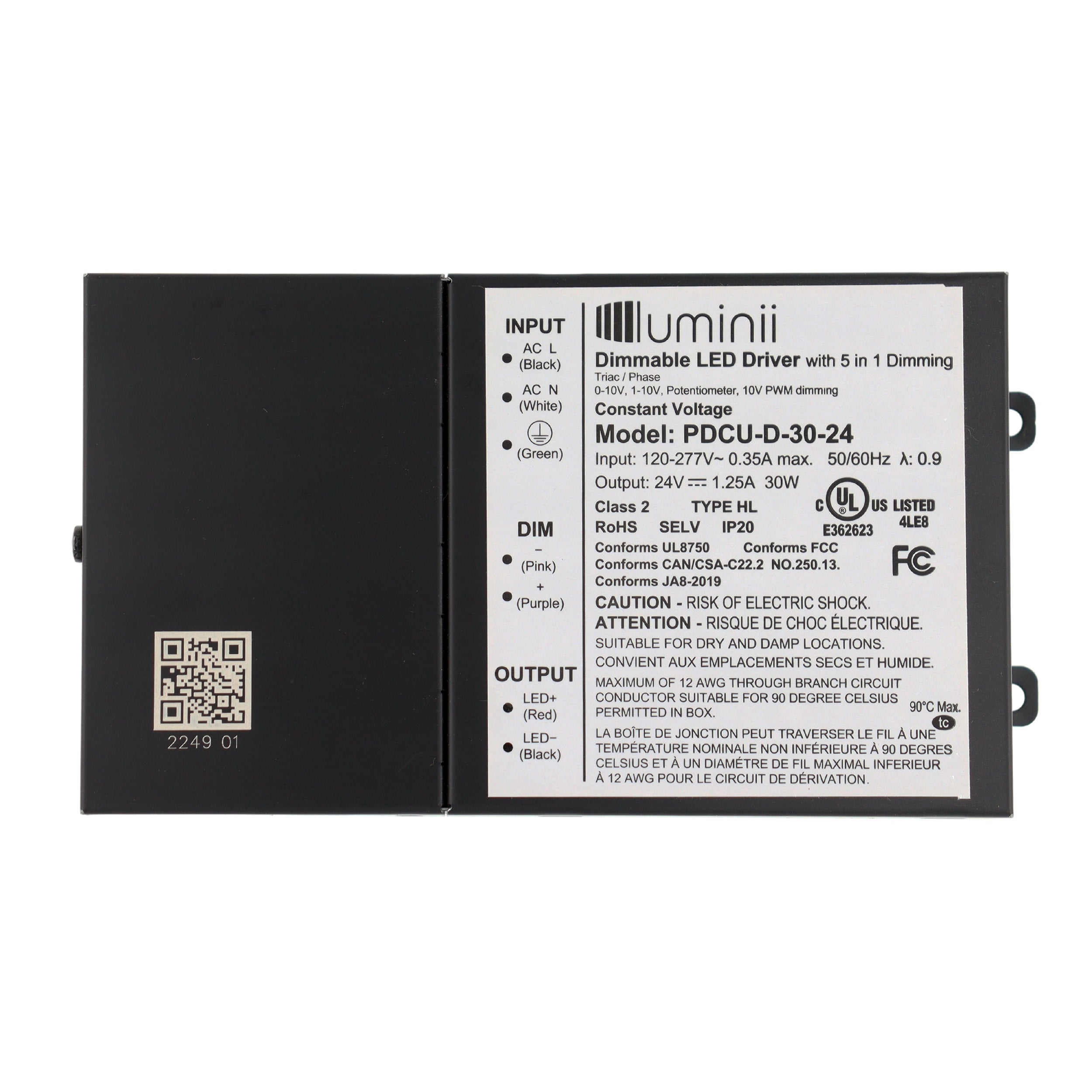 Luminii PDCU-D-30-24 Cv Led Driver, 5-IN-1 Dimming, 30W, 24VDC, 100-27 ...