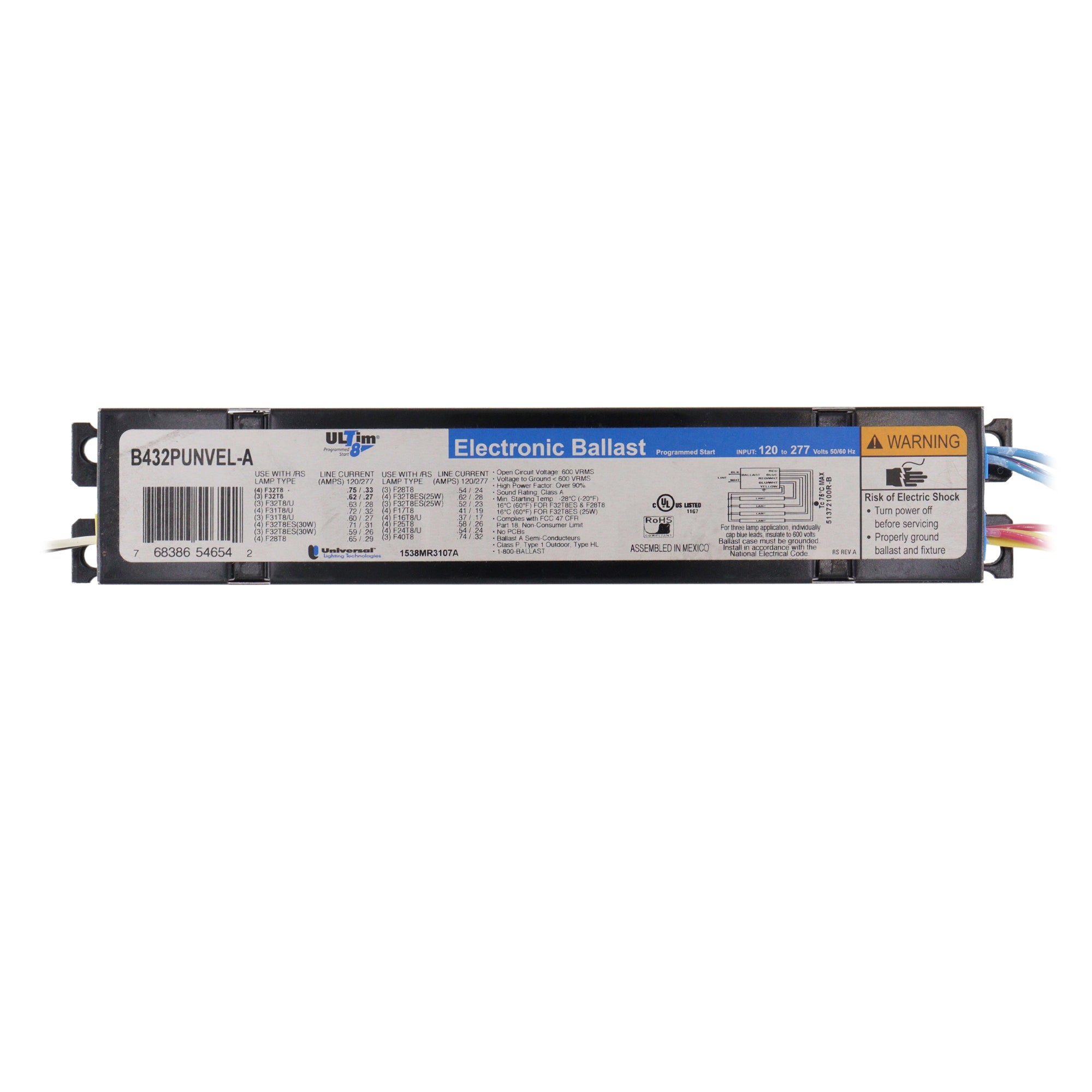 120V-277V Ballast B432IUNVHP-A Universal B432I120RH-A HPF Electronic 120V-277V Ballast B432IUNVHP-A Universal B432I120RH-A HPF Electronic