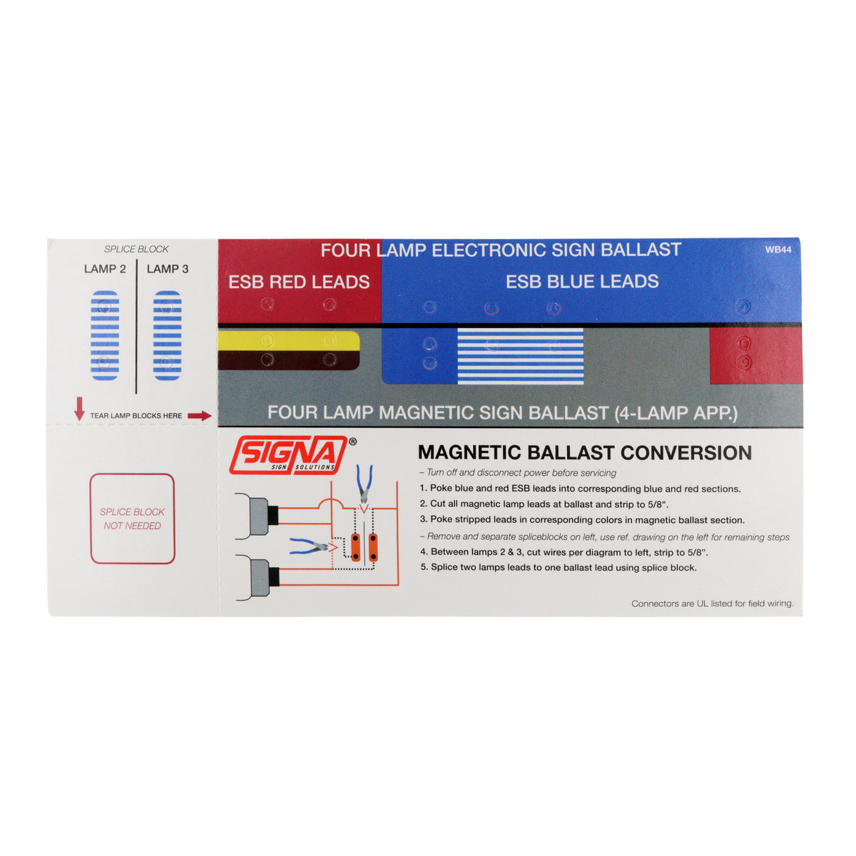 Ballast Conversion Sticker Universal-douglas WB44-010C Magnetic Sign Ballast Splice Block, 4-LAMP ...