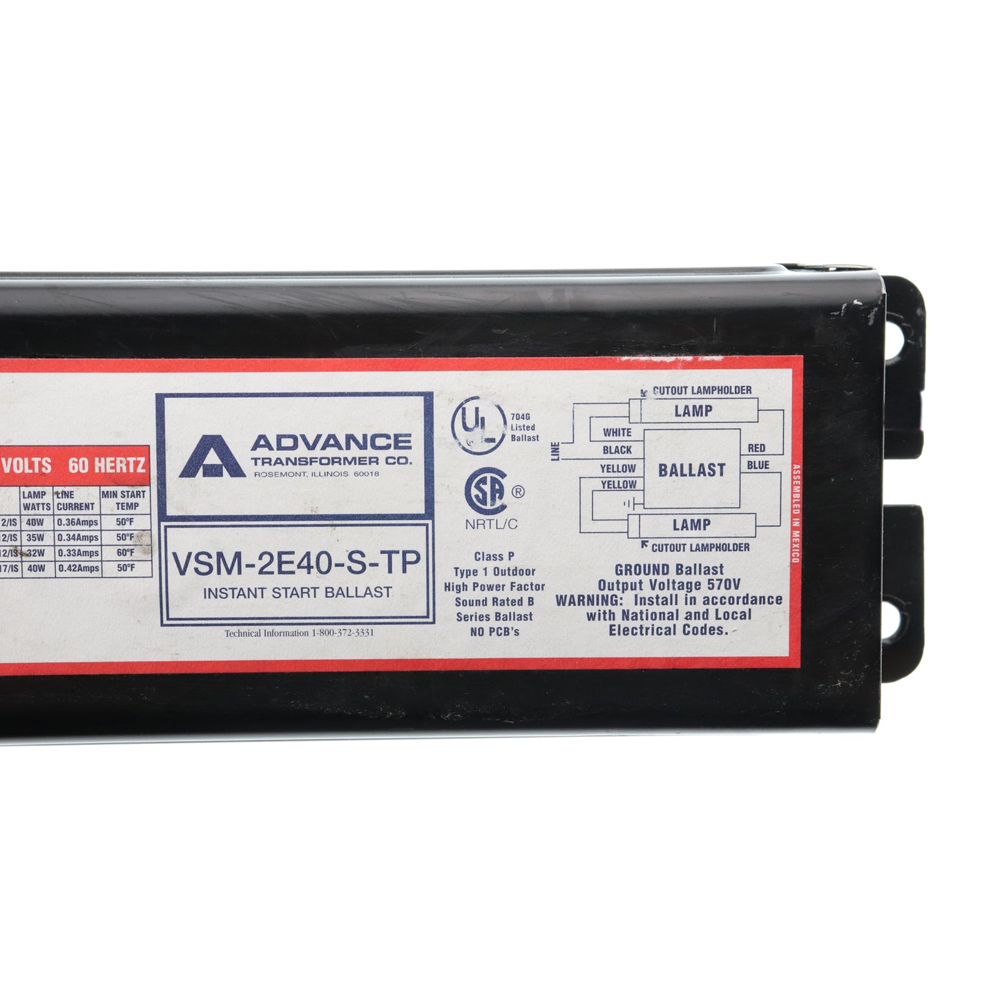 Advance Ballast VSM-2E40-S-TP