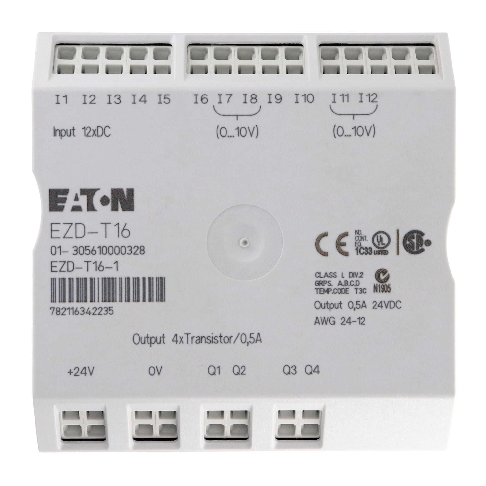 EATON EZD-T16 DIGITAL I/O MODULE, DIN MOUNT, 16 I/O, 12 DC INPUT, 4 OU ...
