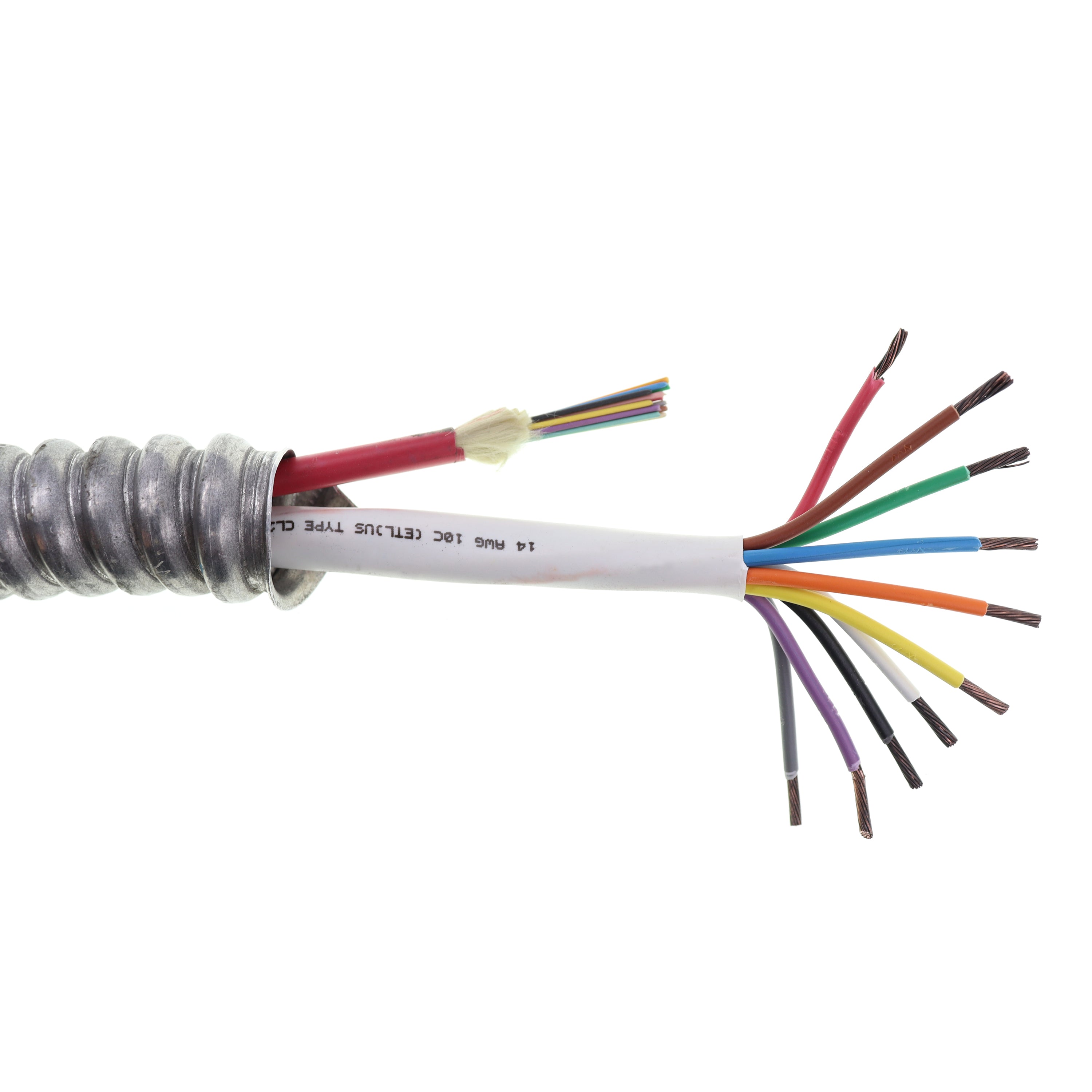 Composite Armored Mc Cable, 14/10C Str Cu + Sm Zwp Fiber 12F, 1000-FEE ...