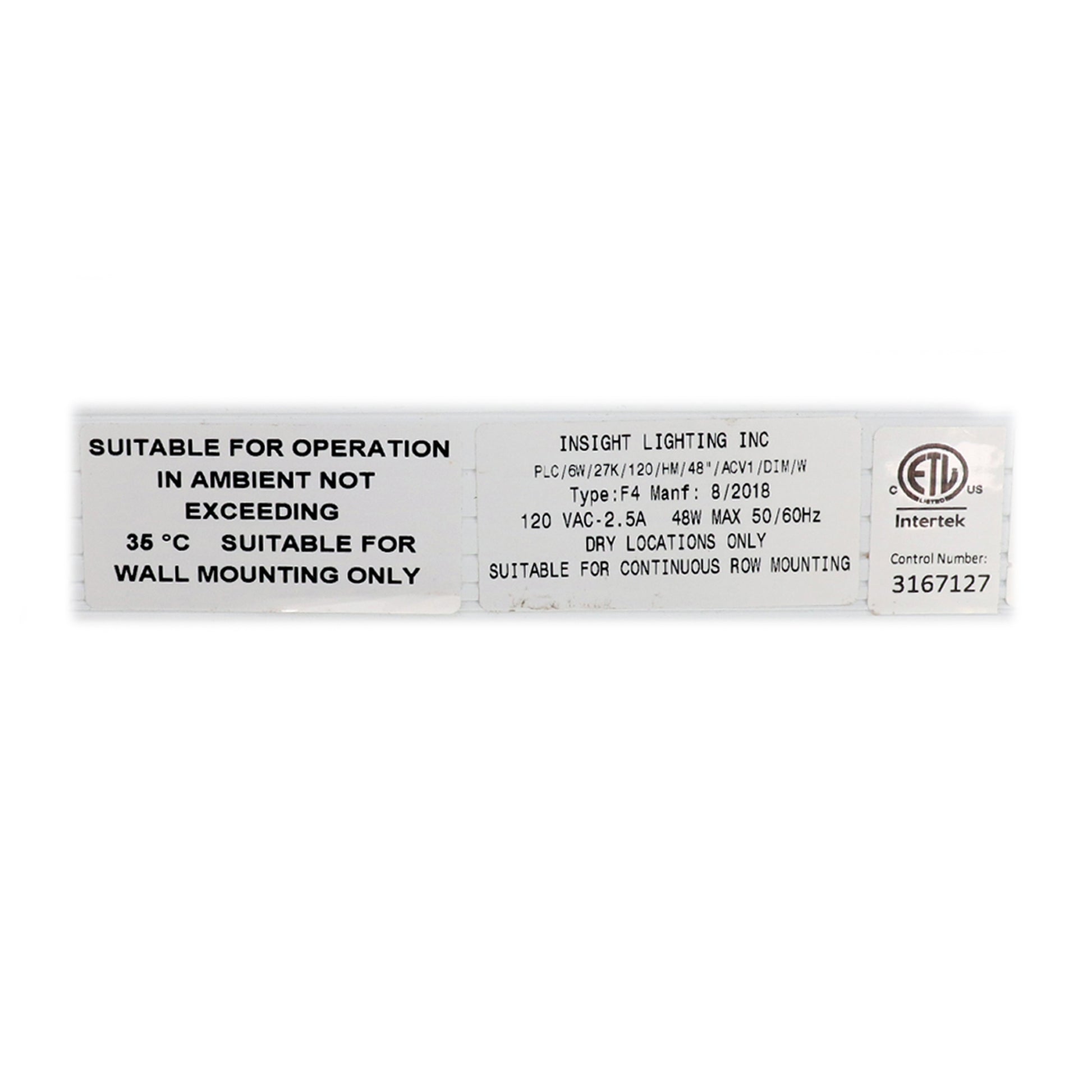 Insight Lighting PLC-6W-27K-120-HM-48-ACV1-DIM-W