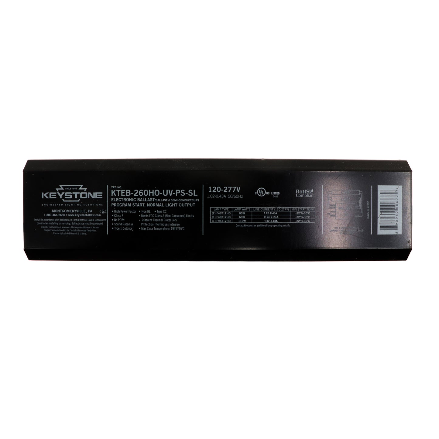 Keystone Technologies KTEB-260HO-UV-PS-SL