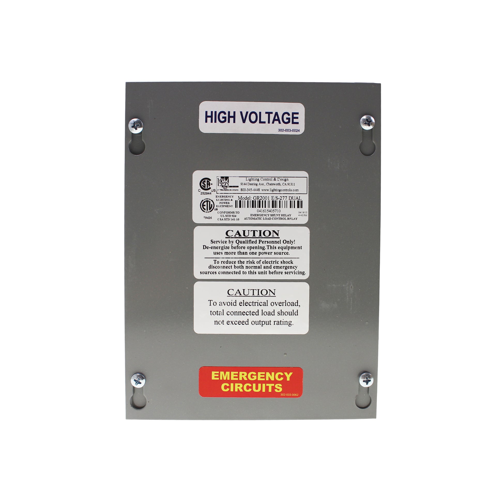 Lighting Control & Designs GR2001 E/S-277 DUAL