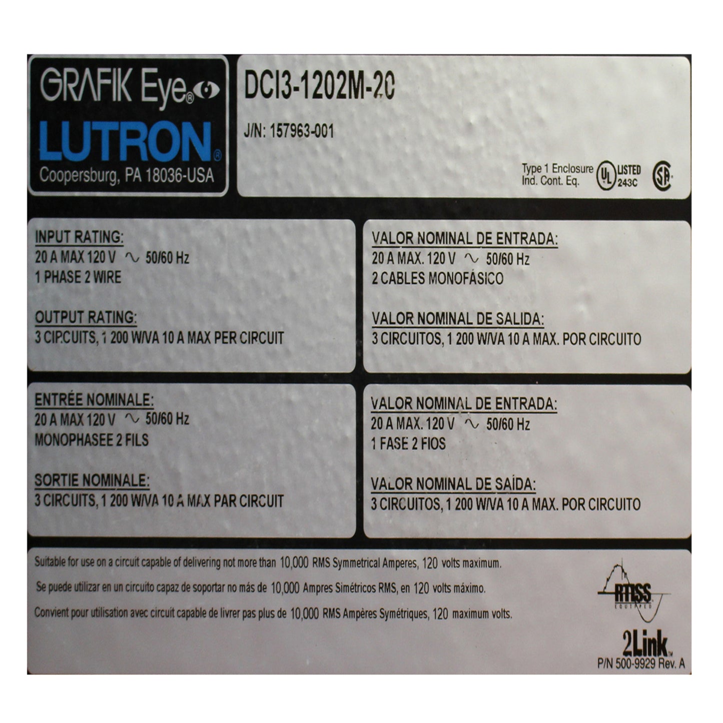 Lutron DCI3-1202M-20