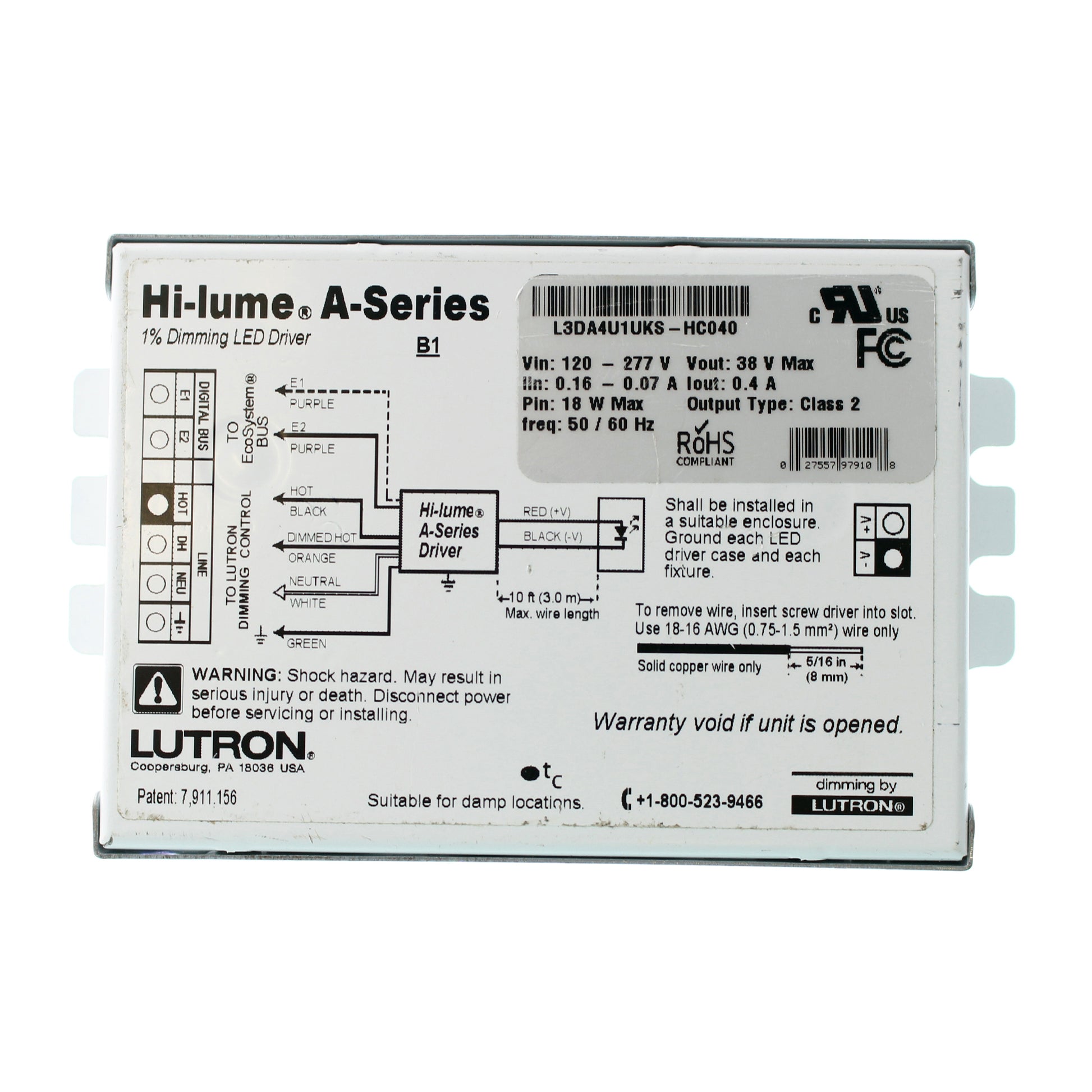 Lutron L3DA4U1UKS-HC040