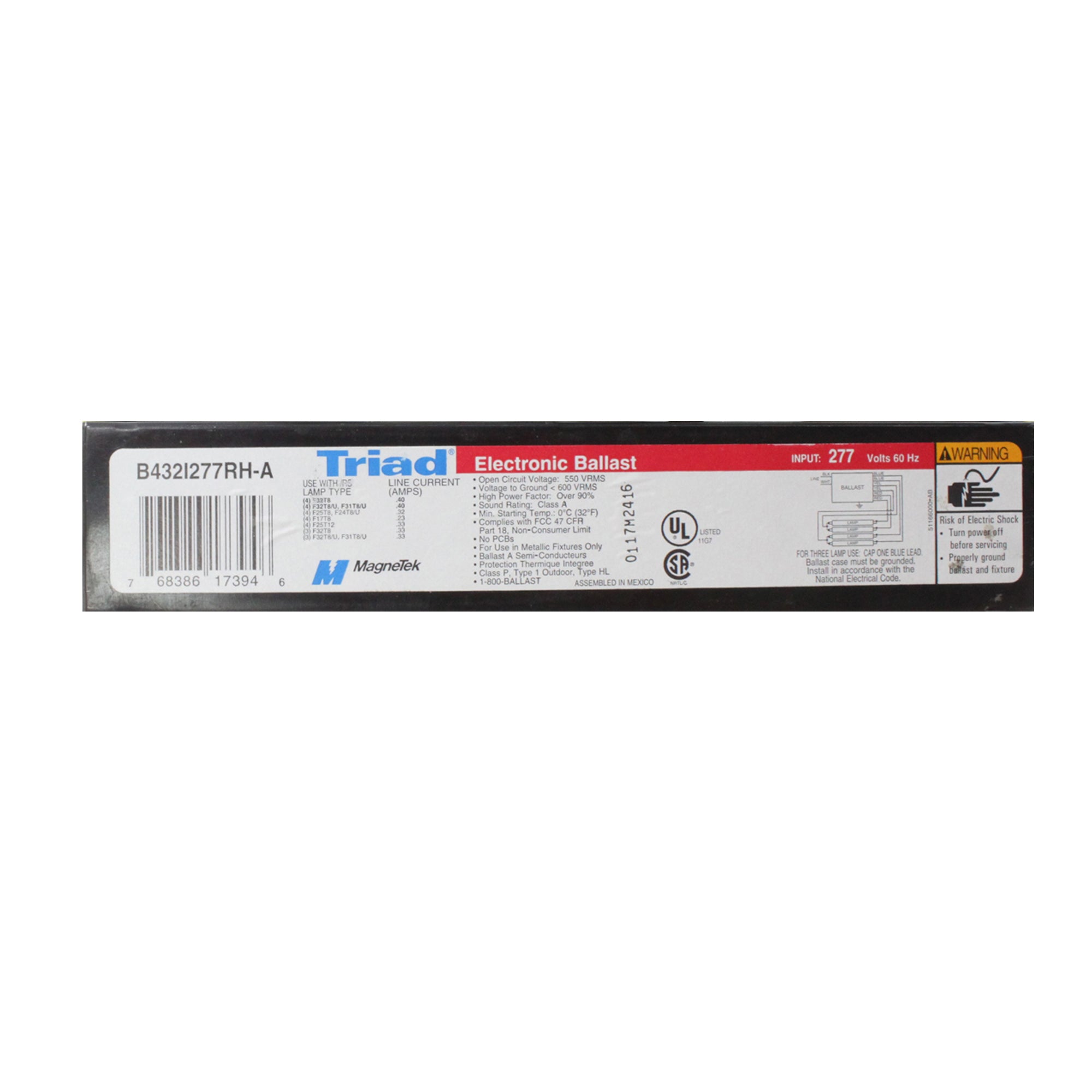 MAGNETEK B432I277RH A FLUORESCENT ELECTRONIC BALLAST 4 LAMP F32T8 32 Toomanyamps