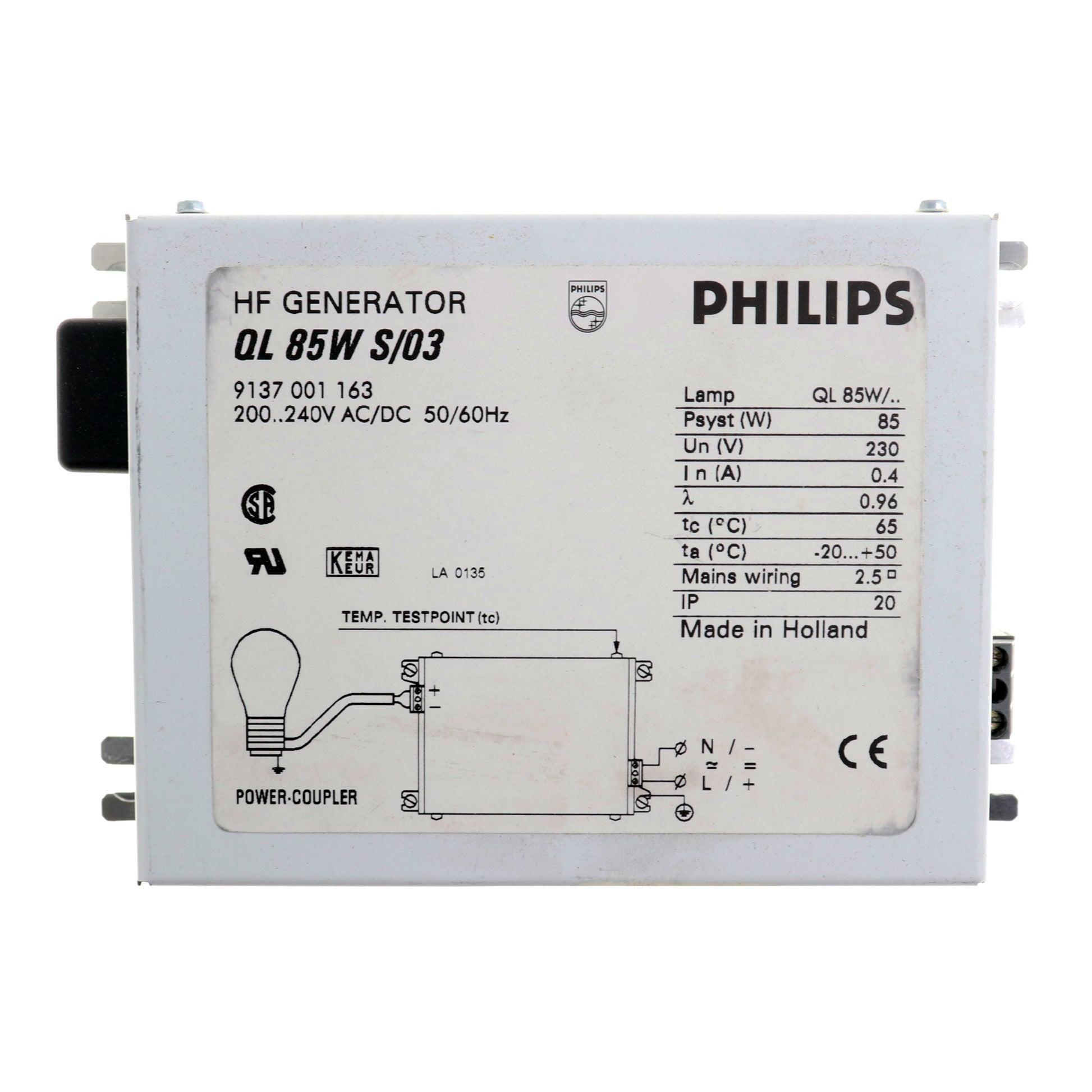 QL-85W-S/03 HF GENERATOR, INDICTIVE DRIVER/BALLAST, 85W, Toomanyamps