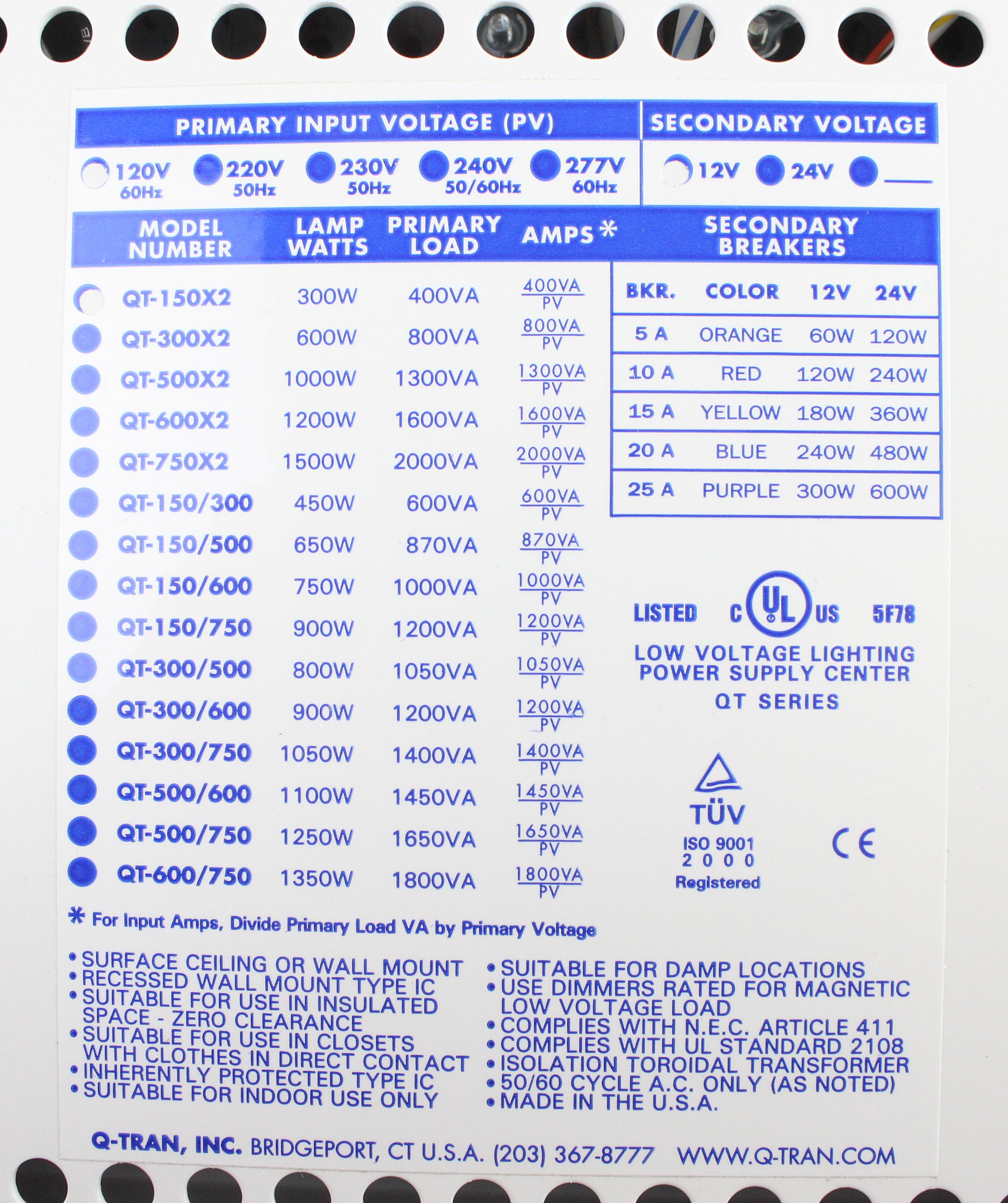 Q-Tran QTLD-150MV-120-12-1X20-CK-S