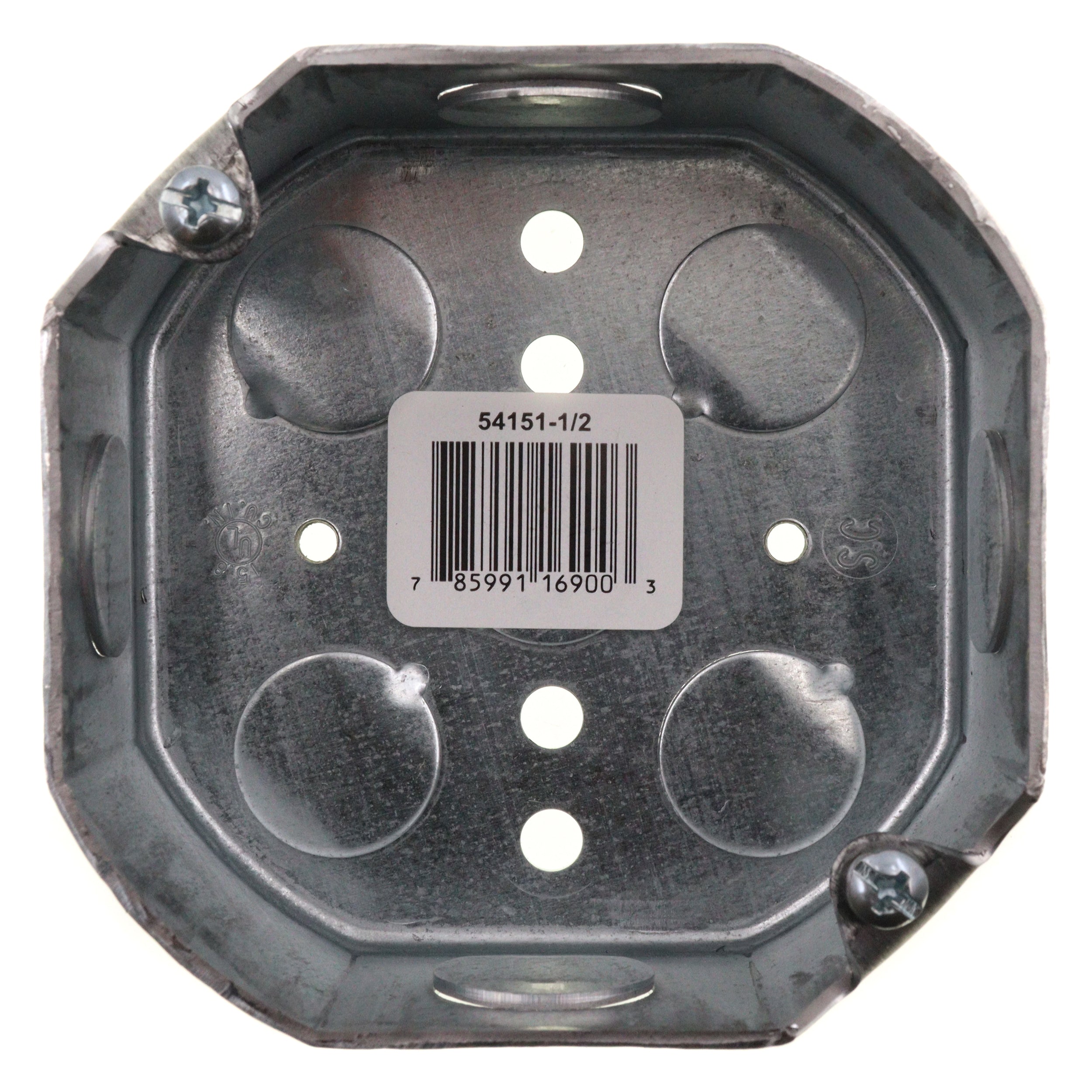 Steel City 54151-1/2 Octagon Fixture Box, 1/2& KO'S, 4& X 1-1/2&-DEEP ...