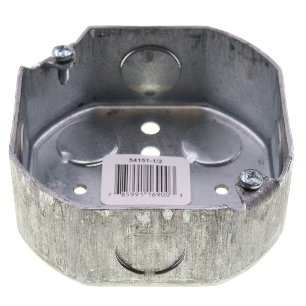 Steel City 54151-1/2 Octagon Fixture Box, 1/2& KO'S, 4& X 1-1/2&-DEEP ...