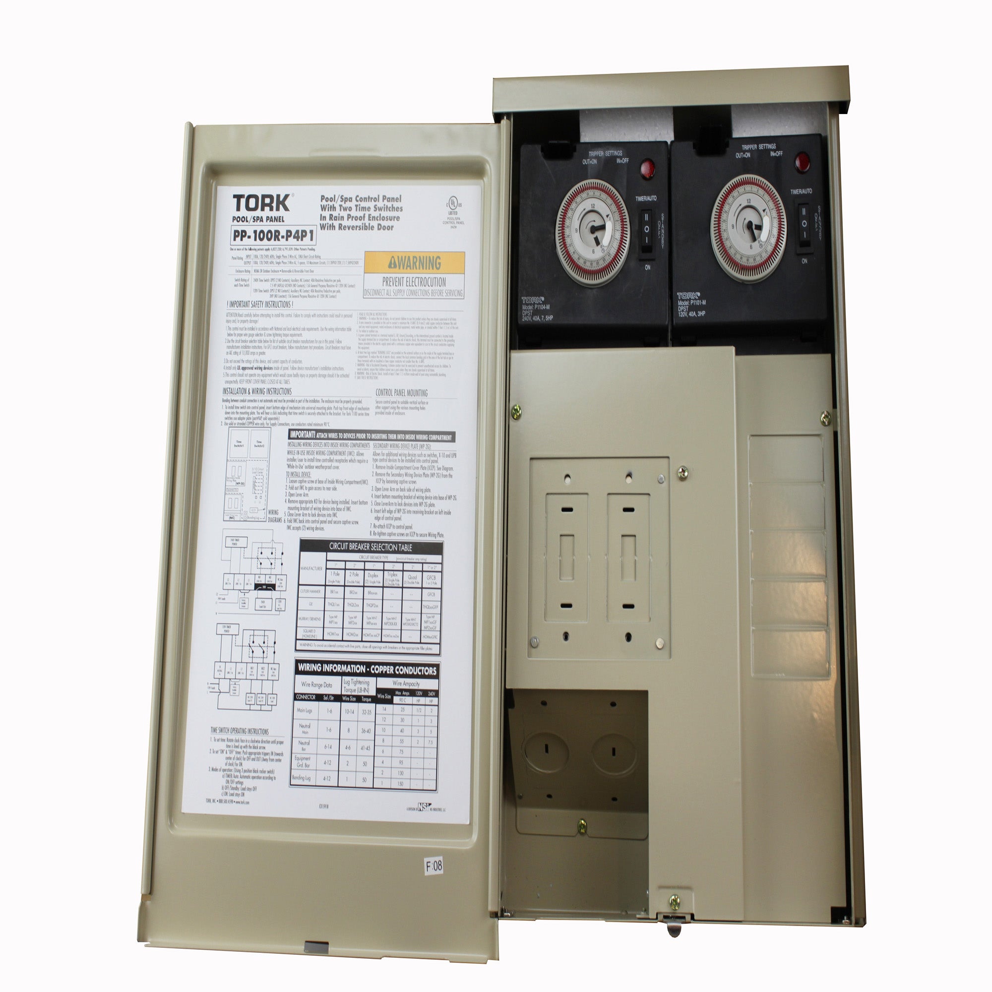 TORK PP-100R-P4P1 SERIES POOL SPA CONTROL PANELS W/ TIME SWTICH, 240/1 ...